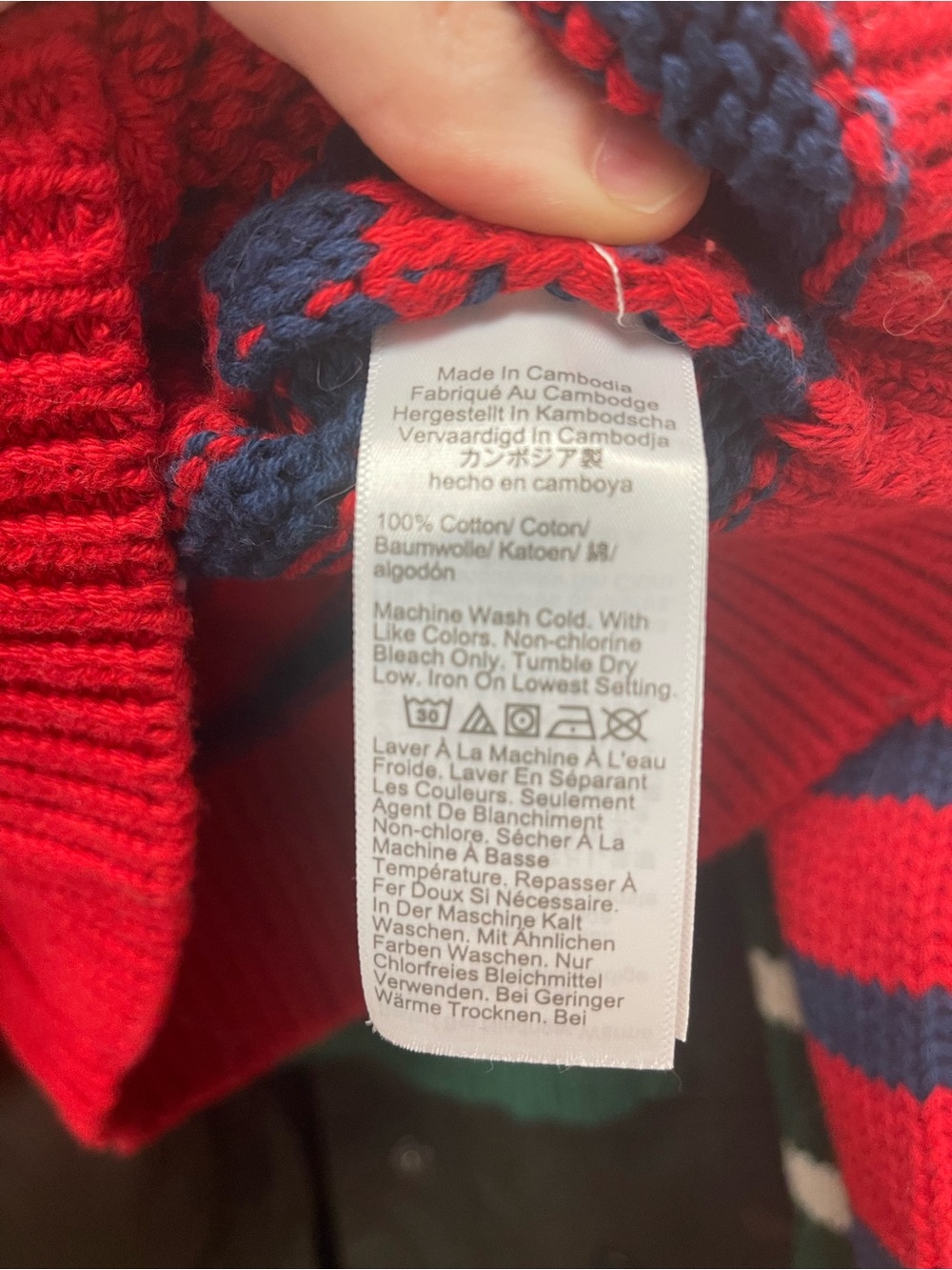 J. Crew Red Rollneck Sweater with Navy Stripes - Picture 3 of 4